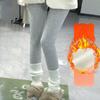 Gray Ribbed Striped Leggings Winter Outdoor Wear Thermal Underwear Women Tight Thick Warm Cotton Pants