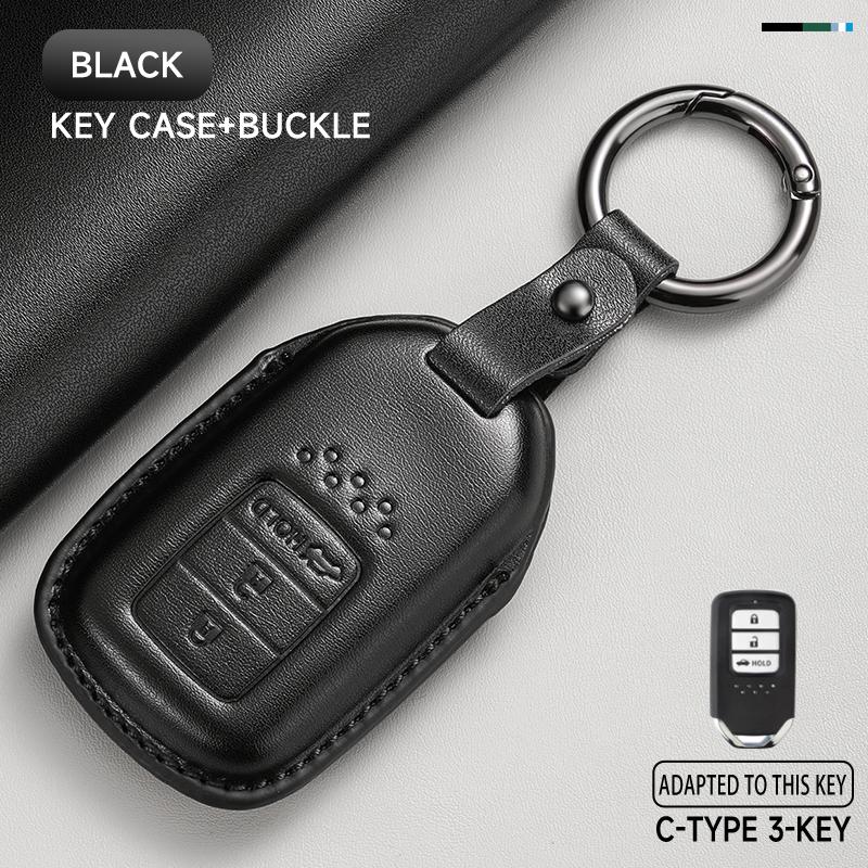 Genuine Leather Car Key Case Cover Key Bag For Honda Civic CRV XR-V Vezel Fit Jazz BRV BR-V City Protect Set Car Accessories