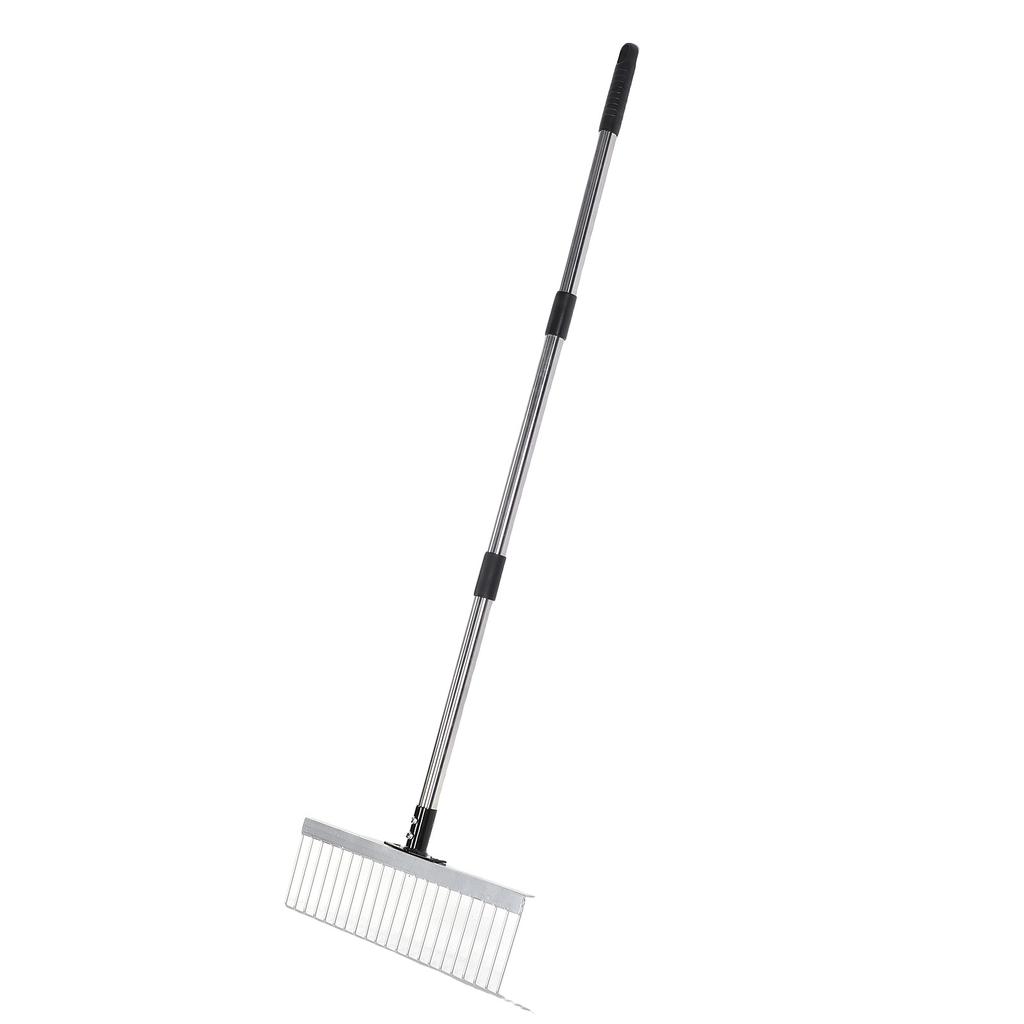Bow Rake Garden Rake with Detachable Long Handle 21 Tines Garden Tool for Loosening Soil Gathering Leaf Yard Lawn