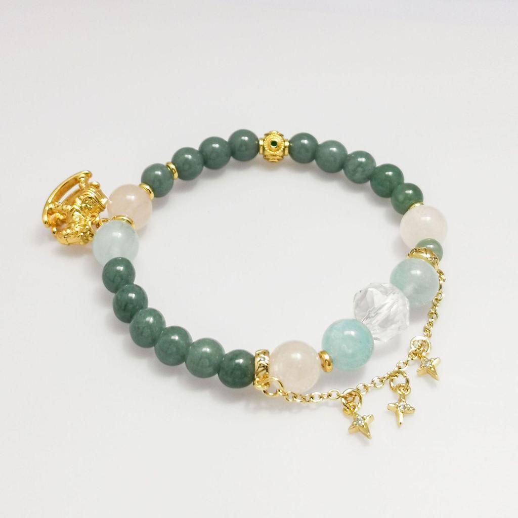 Star Chain Jade Multi-Gem Christmas Commemorative Bracelet: Fashionable Layered Chinese Style Gift.