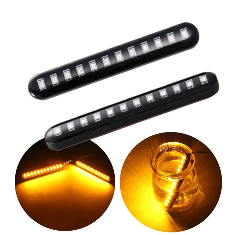 2Pcs 12 LED Moto Signal Lights Sequential Water Flowing Mini Strips Motorcycle Car Strips Led Turn Signal Flasher Lights