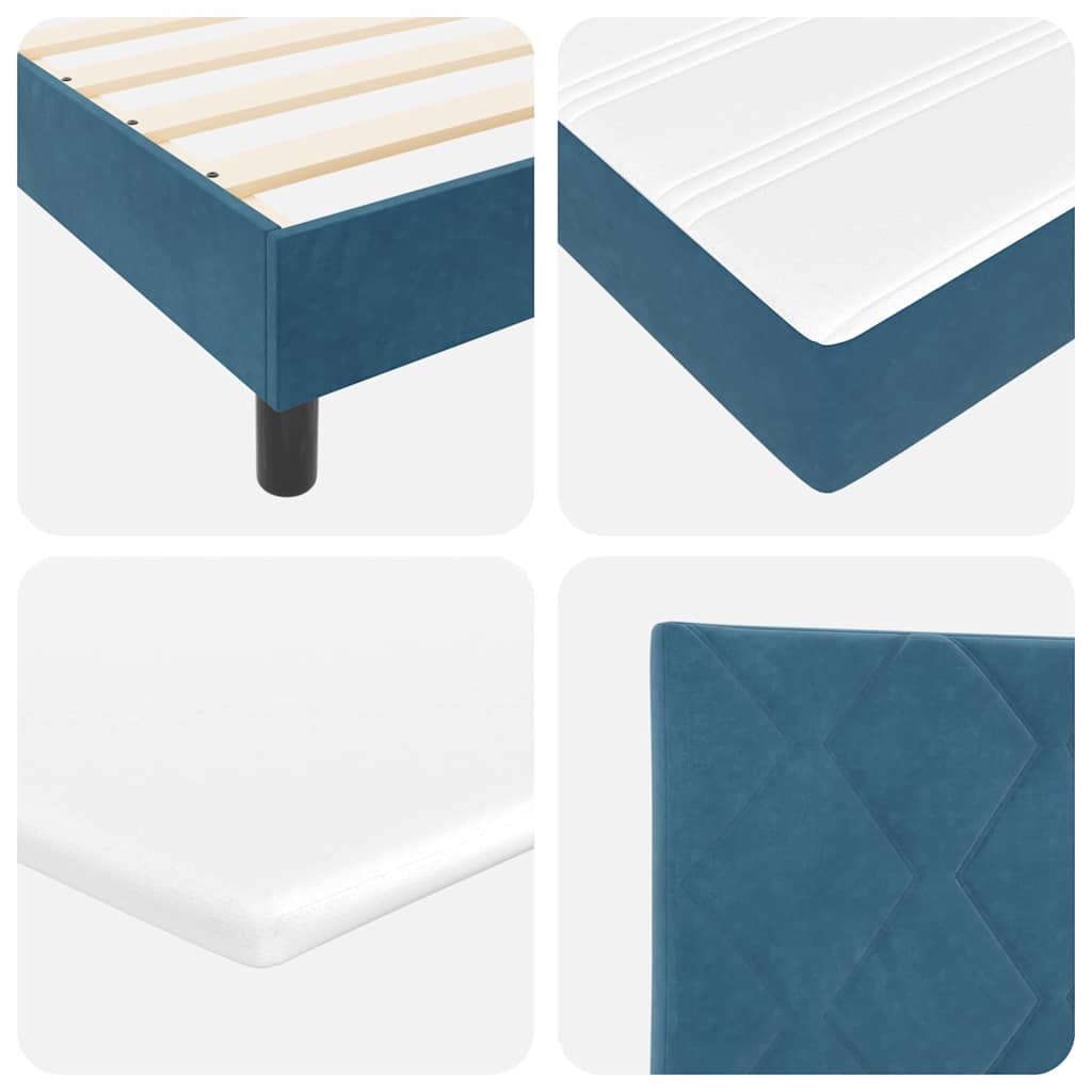 Box Spring Bed with Headboard Dark Blue 90 x 190 cm Velvet
