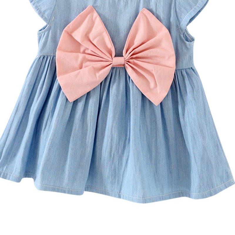 Baby Girls Bow-knot Mini Dress Children Baby Summer Short Sleeve Dress
