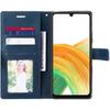 Korthållare Skal för Samsung A33 5G, Lädereffekt Flipfodral - Marinblå