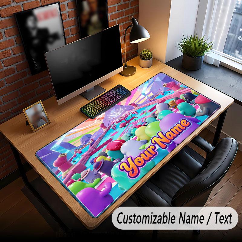 Custom Name Text Big Mouse Pad,Fall Guys Soft Non Slip Extended Desk Mat For Home Office