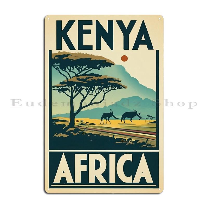 Vintage Sztuka Podróżnicza Kenii Afryki Metalowe Znaki Klasyczne Dostosuj Tabliczki Klubowe Garaż Klub Blaszany Znak Plakat