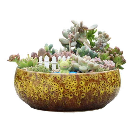 

Керамическая чаша-лото для водных растений, герметичный гидропонный цветочный горшок, высокотемпературная керамическая чаша для суккулентов, аквариум жёлтый