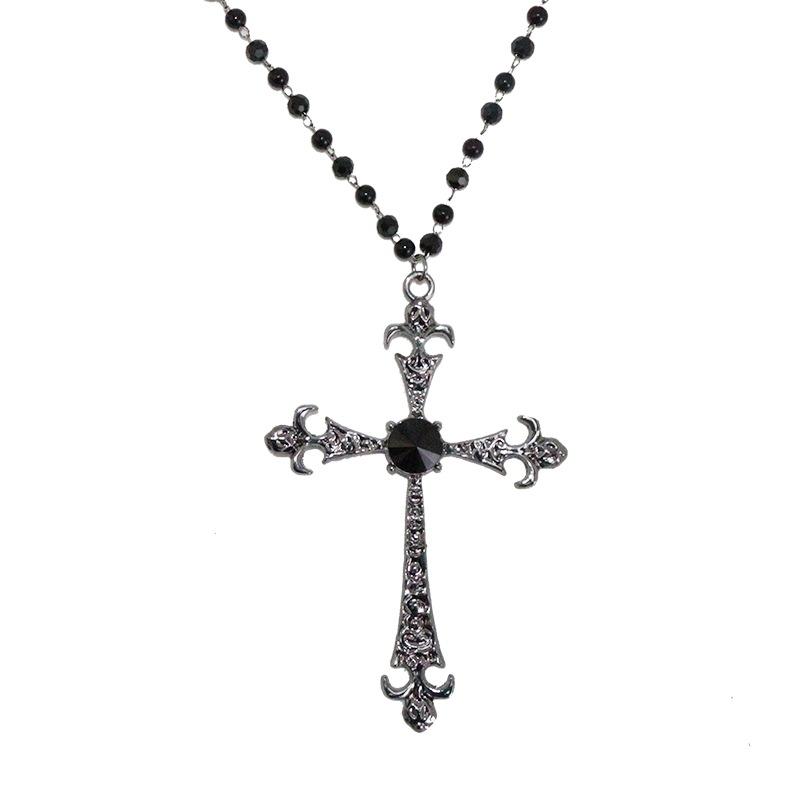 Women Gothic Black Cross Necklace Accessories