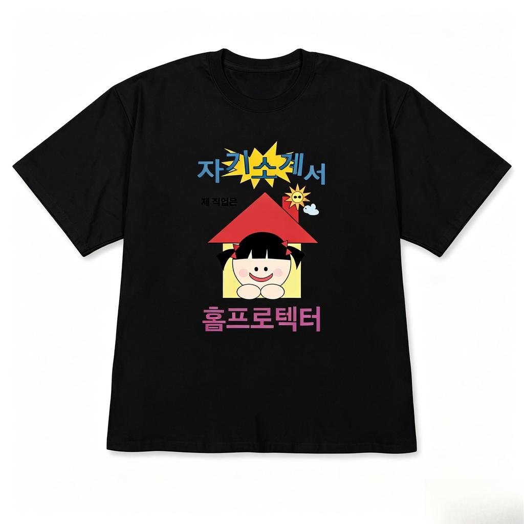 Funny Korean Cartoon Girl Print ShortSleeve Tshirt for Women Quirky Graphic Casual Top Aesthetic Fashion Tee with Korean Text