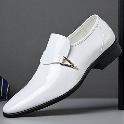 Trend Nové Pánské Bílé Černé Špičaté Zrcadlové Lakované Ležérní Oxfords Boty Svatba Plesová Obuv Zapatos Hombre