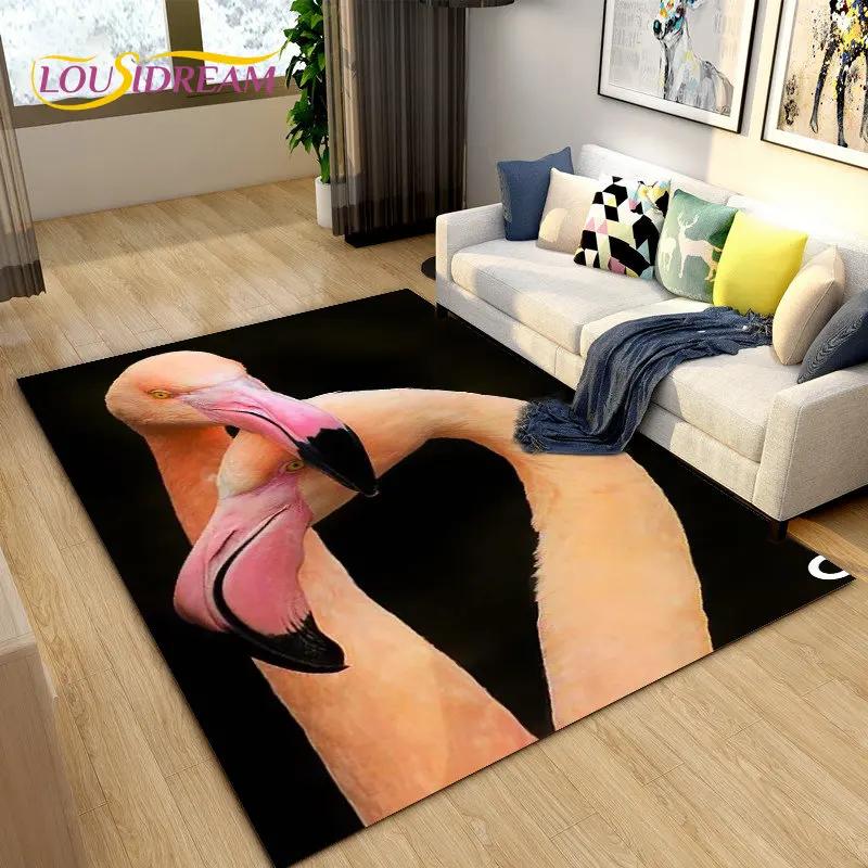 Tapete criativo nórdico 3D Flamingo Bird Area, tapete para sala de estar, quarto, sofá, cozinha, banheiro, capacho, tapete antiderrapante