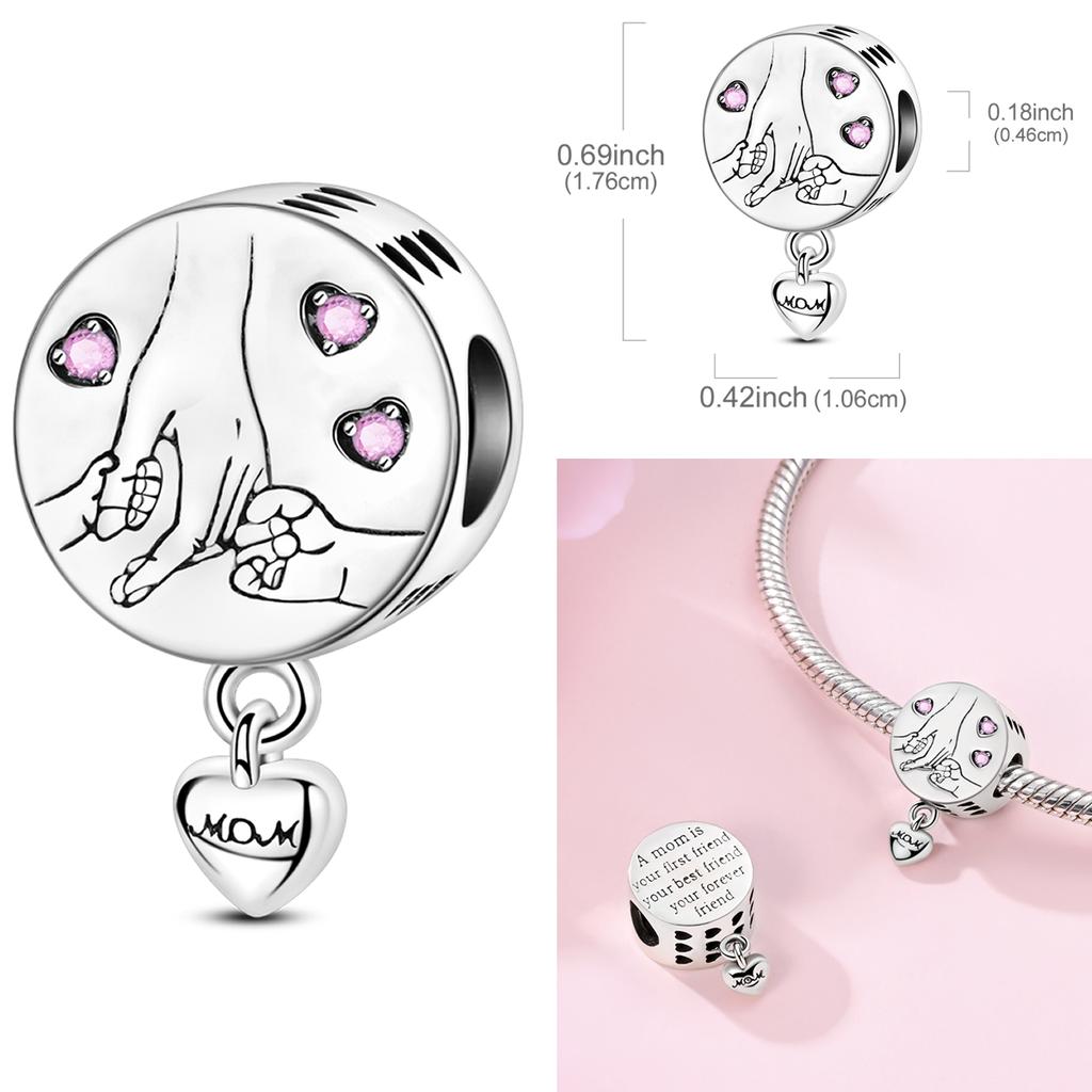 925 Sterling Silver Mom Friend Forever Charms Bead CZ Zircon Family Love Dangle Fit Original Bracelet DIY Women Jewelry GiftGood Product