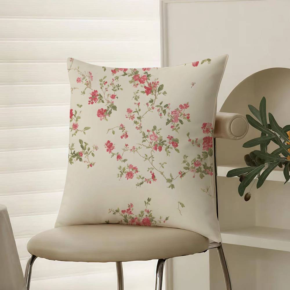 Frische Blumen und frischer Familienstil Kissenbezug Komfort Sofabett Seidig elegant Unsichtbarer Reißverschluss Dekorative Kissenhülle