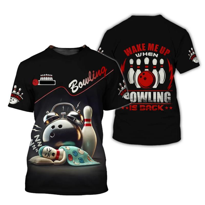 Hot Sale 3D Printed Bowling Tshirt Men Custom Name Team T-Shirt Sports Oversized Short Sleeve Tops Summer Crew Neck Tee Shirt