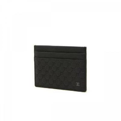 Black Leather Embossed Dd Pattern Card Holder Dbho3e369bk