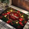 Bell Merry Christmas Carpet Bathroom Mat Anti Slip and Retro Absorbent Mat Door Mat New Year Party Red Home Decoration Carpet