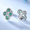 Nano Emerald Flower Earring 925 Sterling Silver Flower Green Zircon Stud Earrings