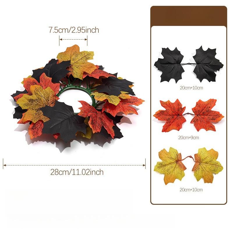 1PC Artificial maple leaf candlestick wreath, photography prop, home decor, party decoration.