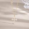 925 Sterling Silver Gold Plated Zircon Double Cross Pendant Engagement Wedding Fashion Necklace Cross Chain Women
