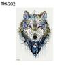 Unisex akwarela wilk głowy wodoodporna tymczasowa naklejka tatuaż Beauty Body Art