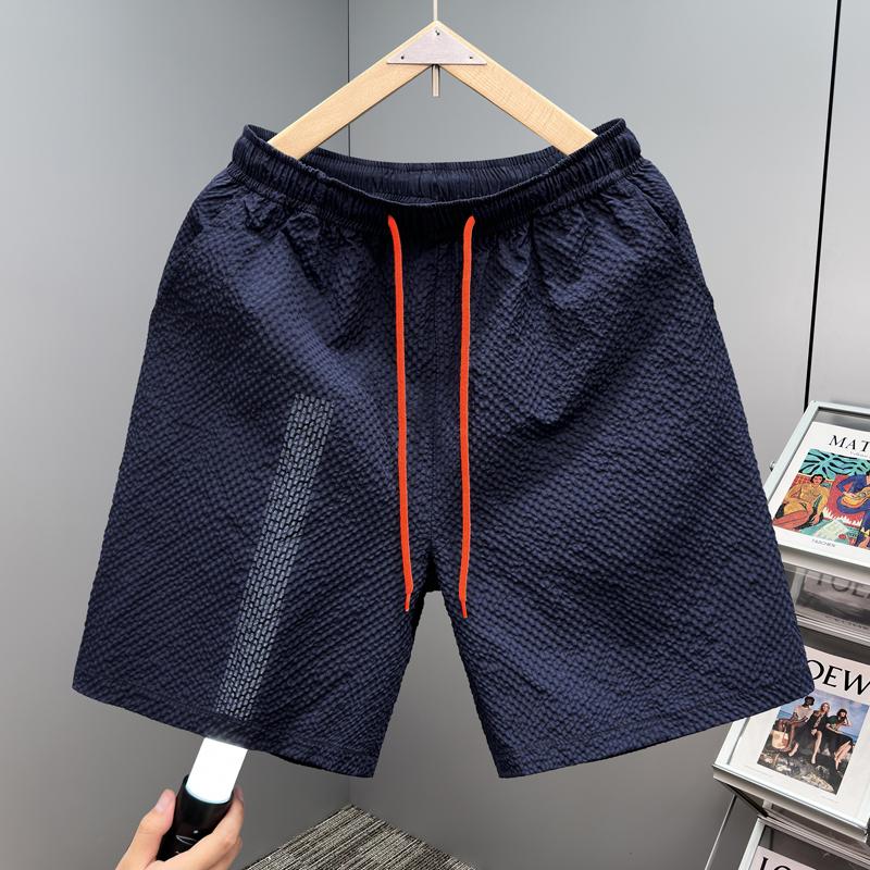 

Men s Plus Size Textured Casual Shorts, Elastic Waist Breathable Beach Pants (5XL-12XL) 12XL(160kg-170kg) індиго