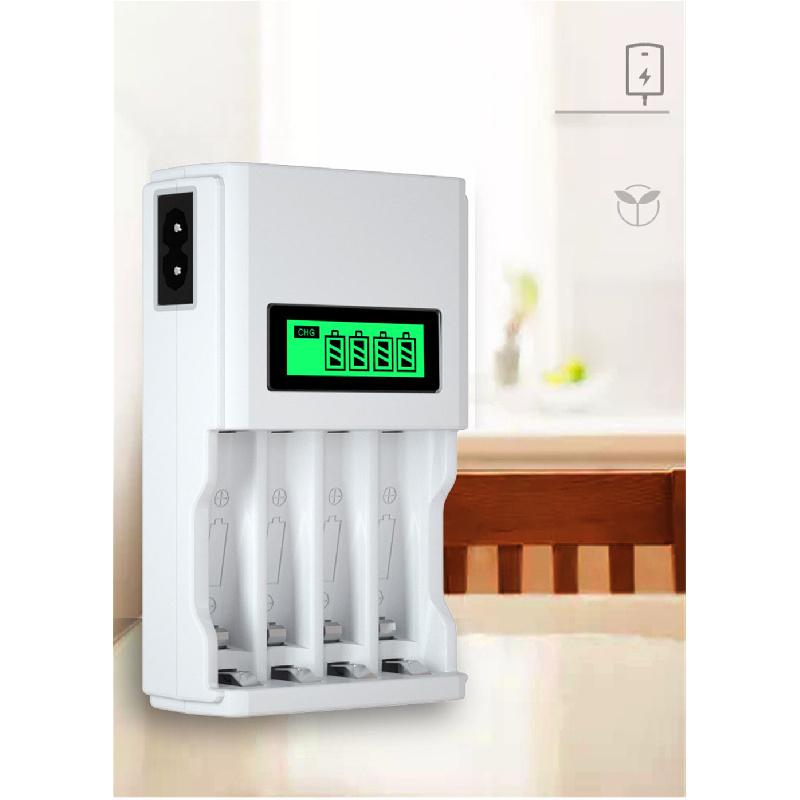 

New AAA AA Rechargeable Batteries 1800/900mAh 1.2V Ni-MH / 4 Slots LCD Charger