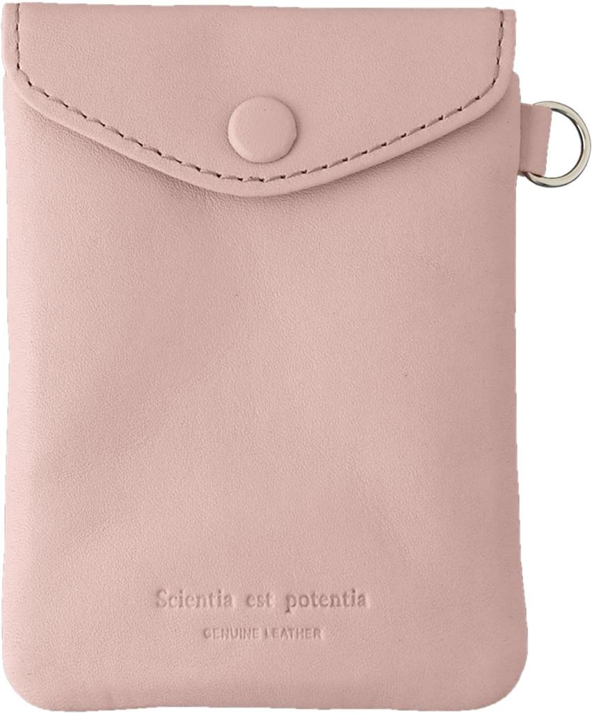 Noir Key Coin Pass Pouch Pale Pink Genuine Leather Key Case Pass Case Coin Purse Slip-On NSL-3402