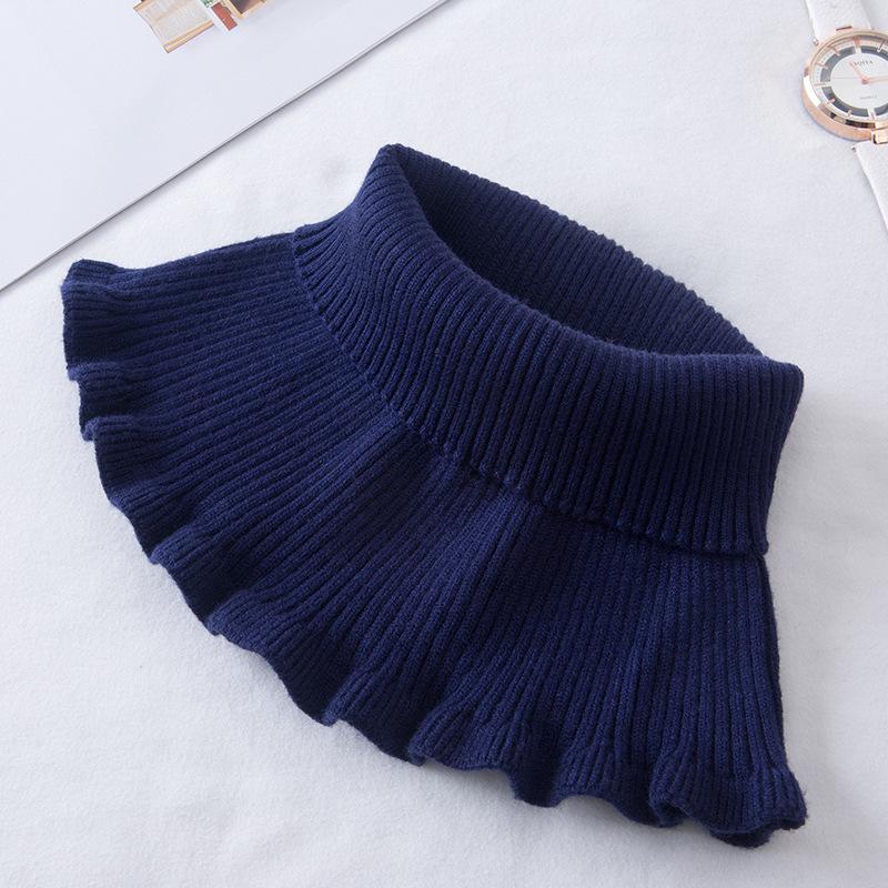 

Кашеміровий шарф для шиї чоловічий та жіночий еластичний шийний відділ хребта теплий вовняний в язаний шарф з високою шиєю, підроблений комір, захист шиї, пов язка на голову темно-синього кольору