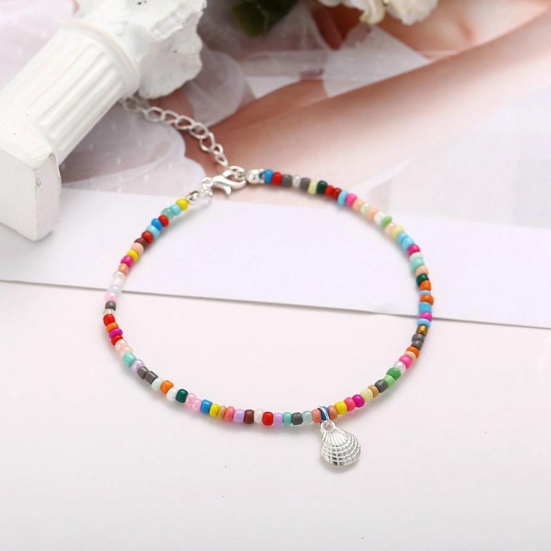 Adjustable Beaded Anklets Beach Ankle Bracelet Bohemian Colorful Beads Anklets Cute Women Girls Summer Foot Jewelry