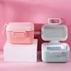 Milk Powder Storage Box PP Shell BPA Free Portable Baby Milk Powder Container Box with Lanyard Pink/Green