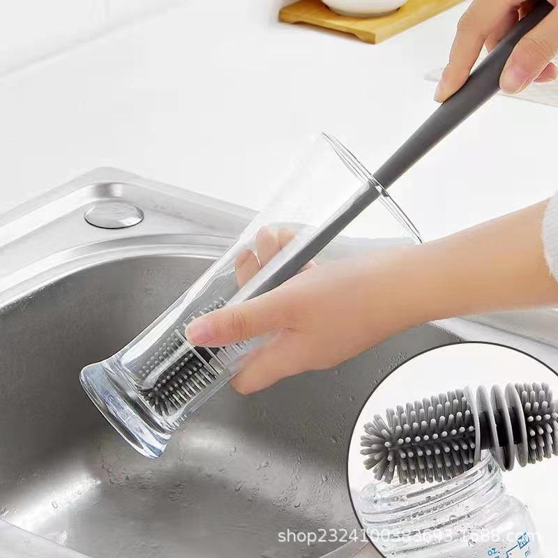Long Handle Bristle Brush for Cups and Bottles - Effective, No Dead Angle Cleaning for Teapots and Teacups