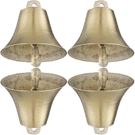 4Pcs Copper Cow Sheep Bells - Loud Metal Grazing Bells for Livestock Pets and DIY Crafts