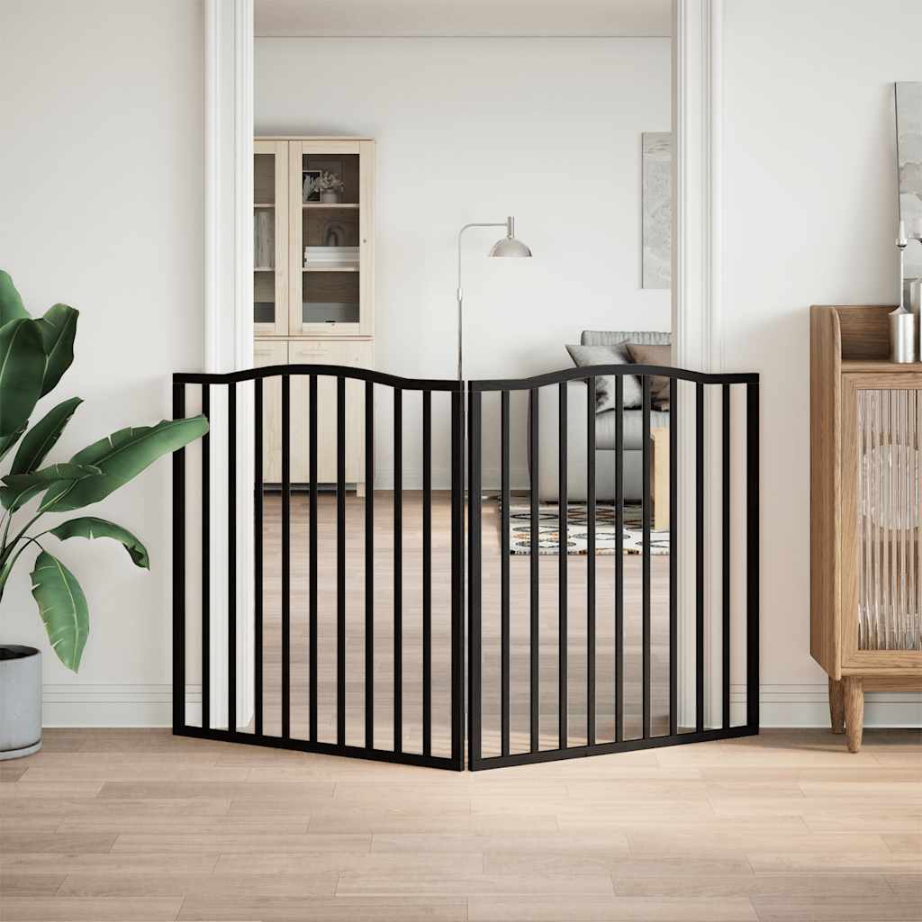 2 Piece Foldable Dog Gate Black 160 cm Poplar Wood