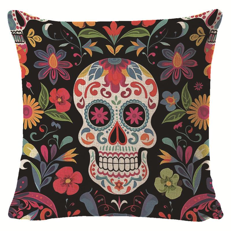 Creative Halloween Decoration Cushion Cover Classic Skull Pumpkin Series Printed Pillowcase Terrifying Bat Pillow Cover
