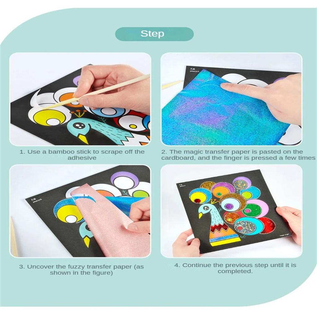 DIY Cartoon Transfer Painting Crafts For Kids Arts And Crafts Toys Children Creative Educational Learning Drawing Toys