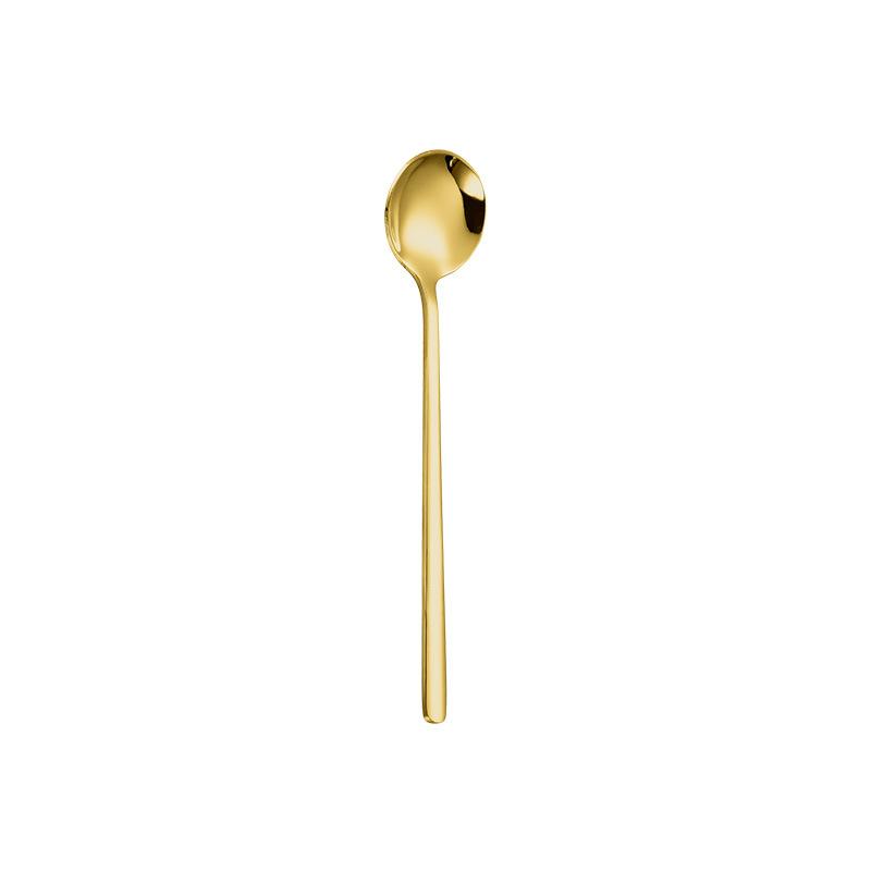 Stainless steel long handle stirring spoon milk powder coffee spoon dessert spoon creative golden small spoon small round spoon