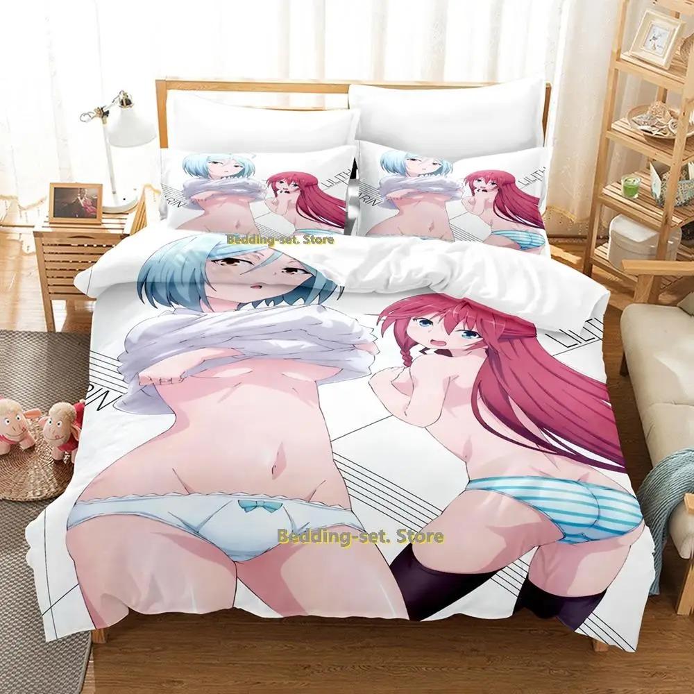 Nová Lilith Asami Trinity Seven Ložní souprava Kreslený Anime třídílný set Pro dospělé Dětská ložnice Sady povlaků na přikrývky 3D Kawaii Dívka