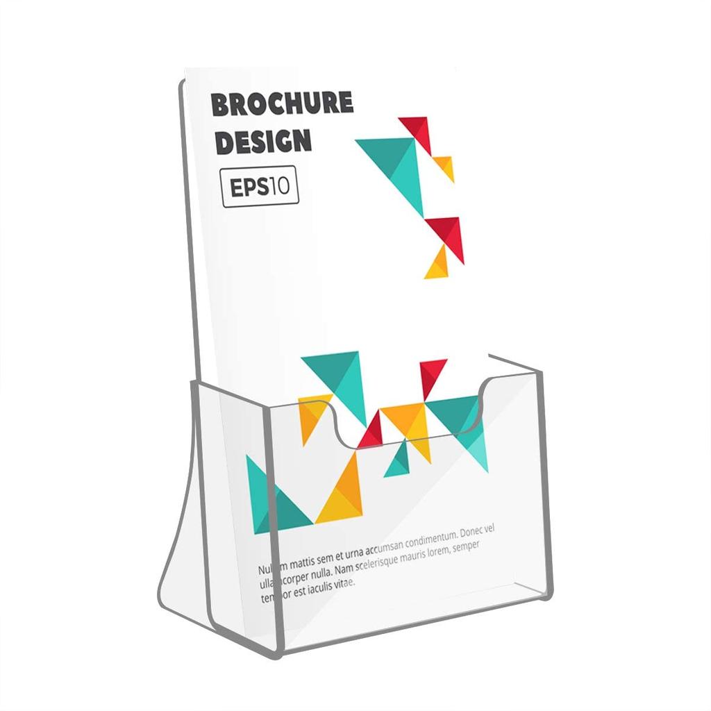 NIUBEE Transparent Catalog/POP Advertising Stand, A5 Vertical, Set of 2, Postcard Holder, Desktop Brochure Stand, Stylish Catalog Rack