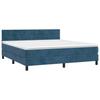 3141375 vidaXL Lit à sommier tapissier et matelas Bleu foncé 160x200cm Velours