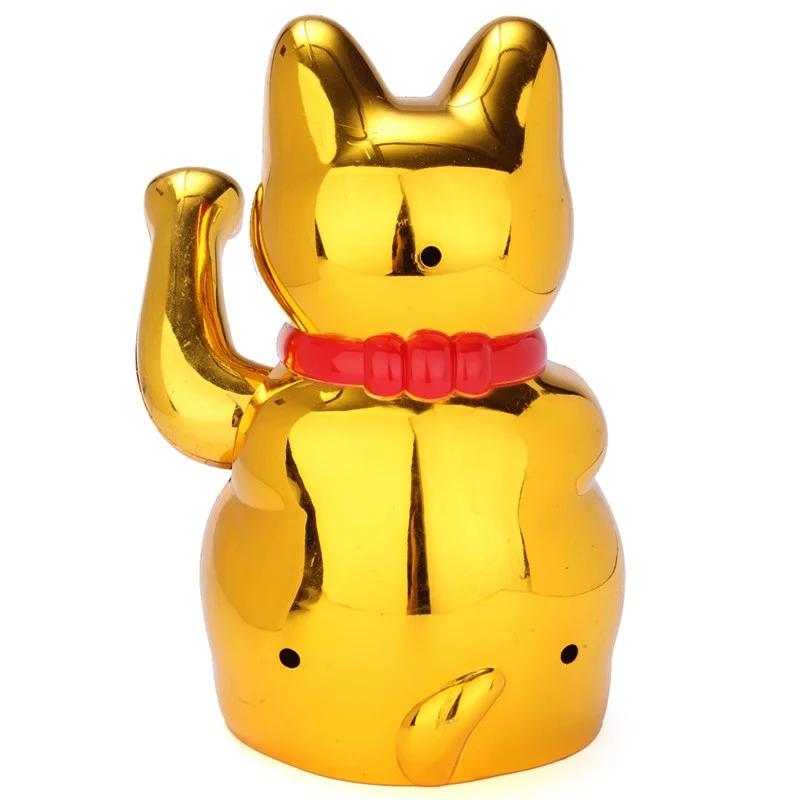 Classic Gold Beckoning Waving Lucky Cats Figure Moving Arm Chinese Wealth Fortune Feng Shui Car Decor Ornament Craft