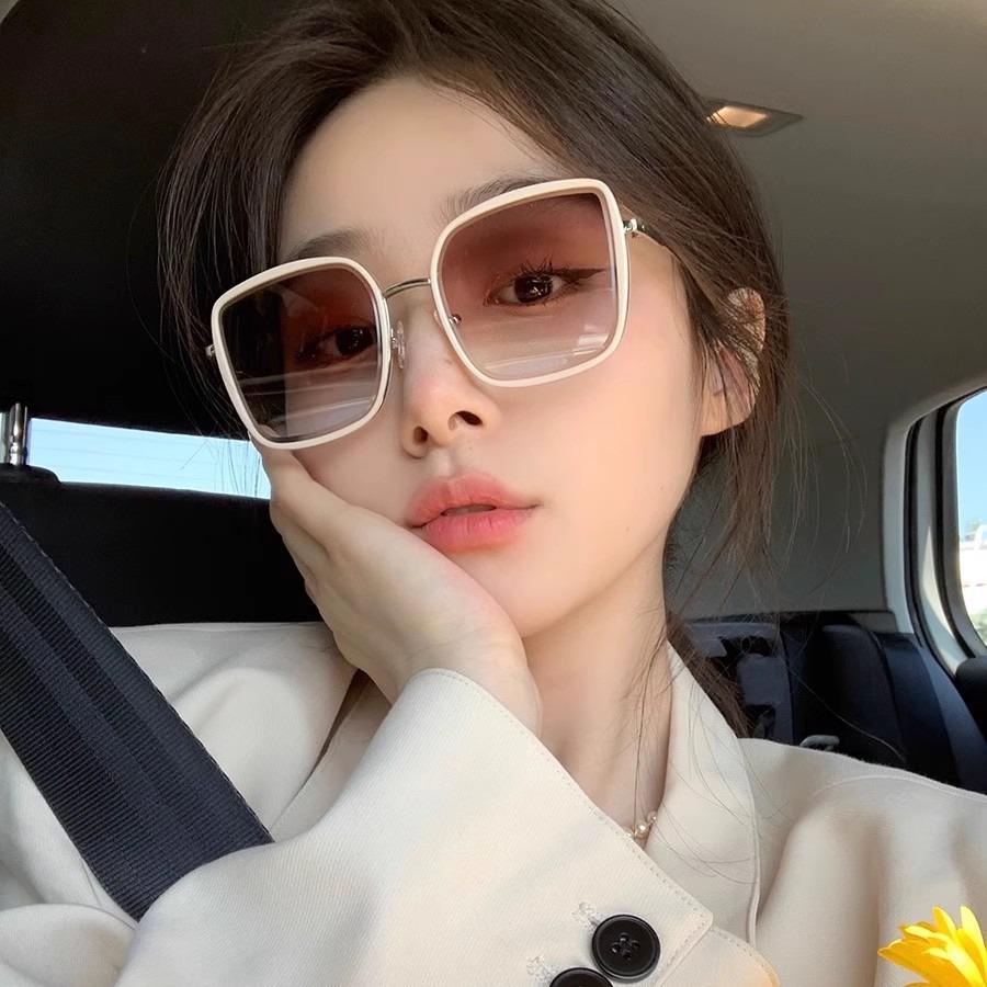 Women's High-End Gradient Large Frame Summer Sunglasses - Slimming, UV Protection, Perfect for Driving