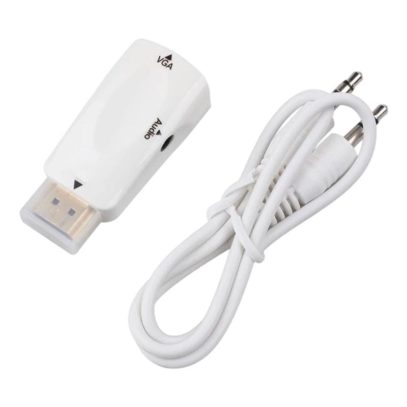 

1080P PC Computer HDTV to VGA Video Converter VGA Female to HDTV Male Adapter for Laptop Top Box Monitor Projector білий