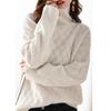 Women Casual Chic Loose Cashmere Sweater Autumn Winter Oversize Thick Long Sleeve Turtleneck Warm Knit Pullovers