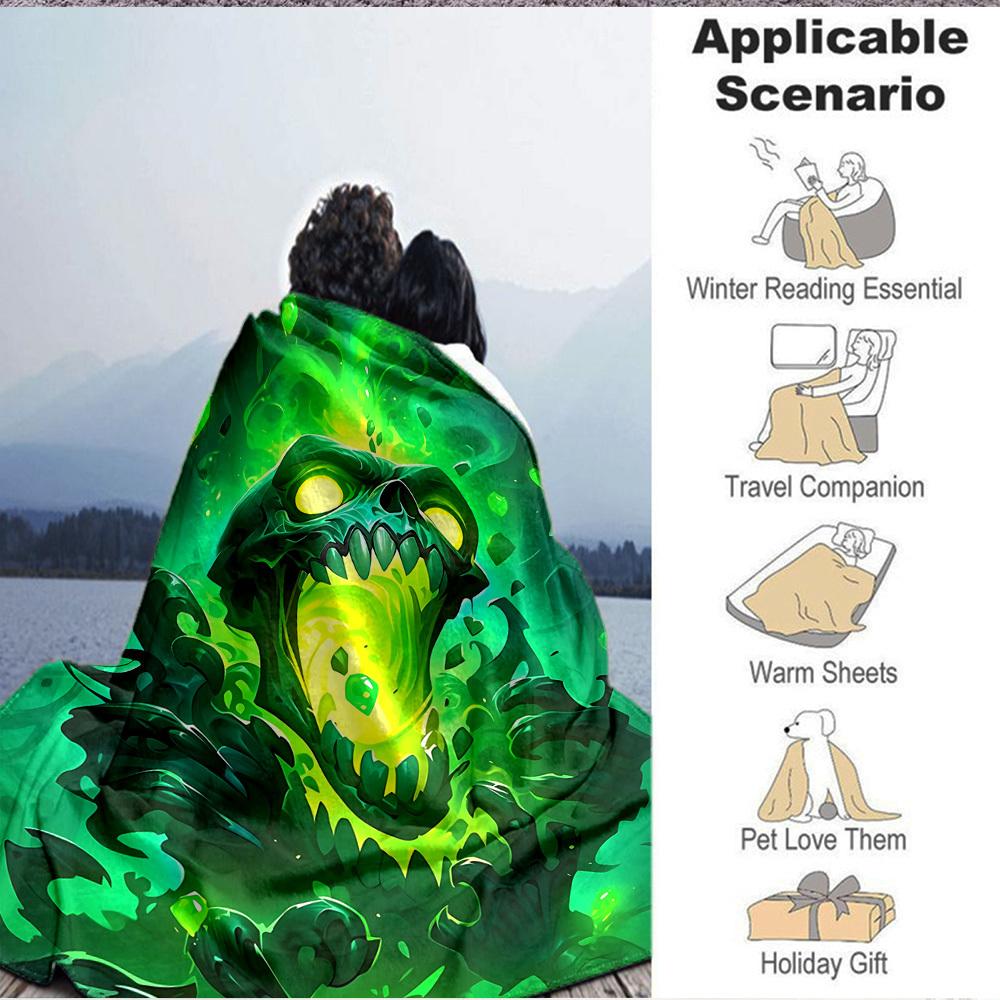 1pc Monster "Greenery" Blanket, Lightweight Flannel Throw Blanket for Sofa, Bed, Travel, Camping, Living Room, Office, Couch033