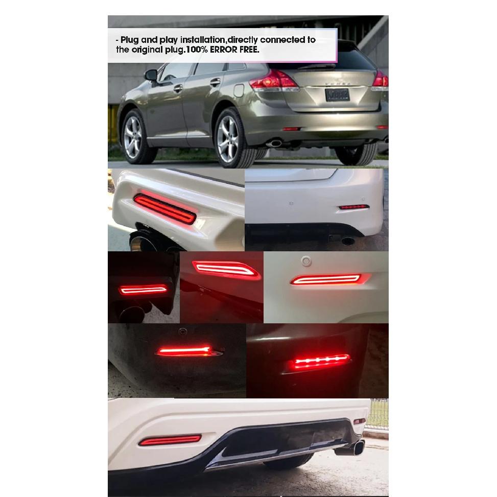 3 Functions DC12V 2PCS LED DRL Rear Bumper Brake Light for Toyota Camry 2007-2013 RAV4 2020 Lexus NX 2015-2018 RC 2015-2018