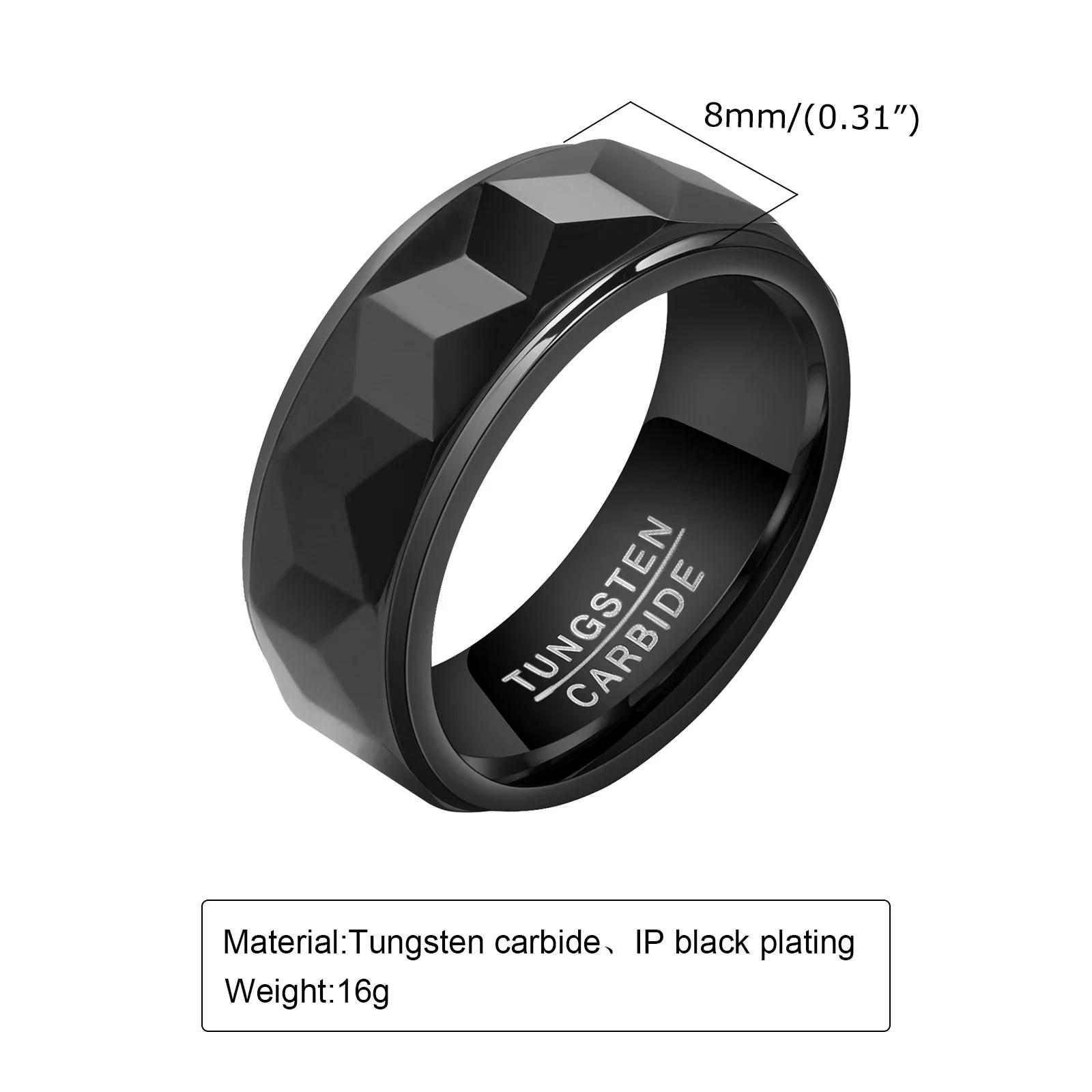 

Mens Rings Tungsten Carbide Anti-scratch 8mm Gold-color Thumb Finger Punk Metal Wedding Party Engagement Male Jewelry Waterproof 12 чорний