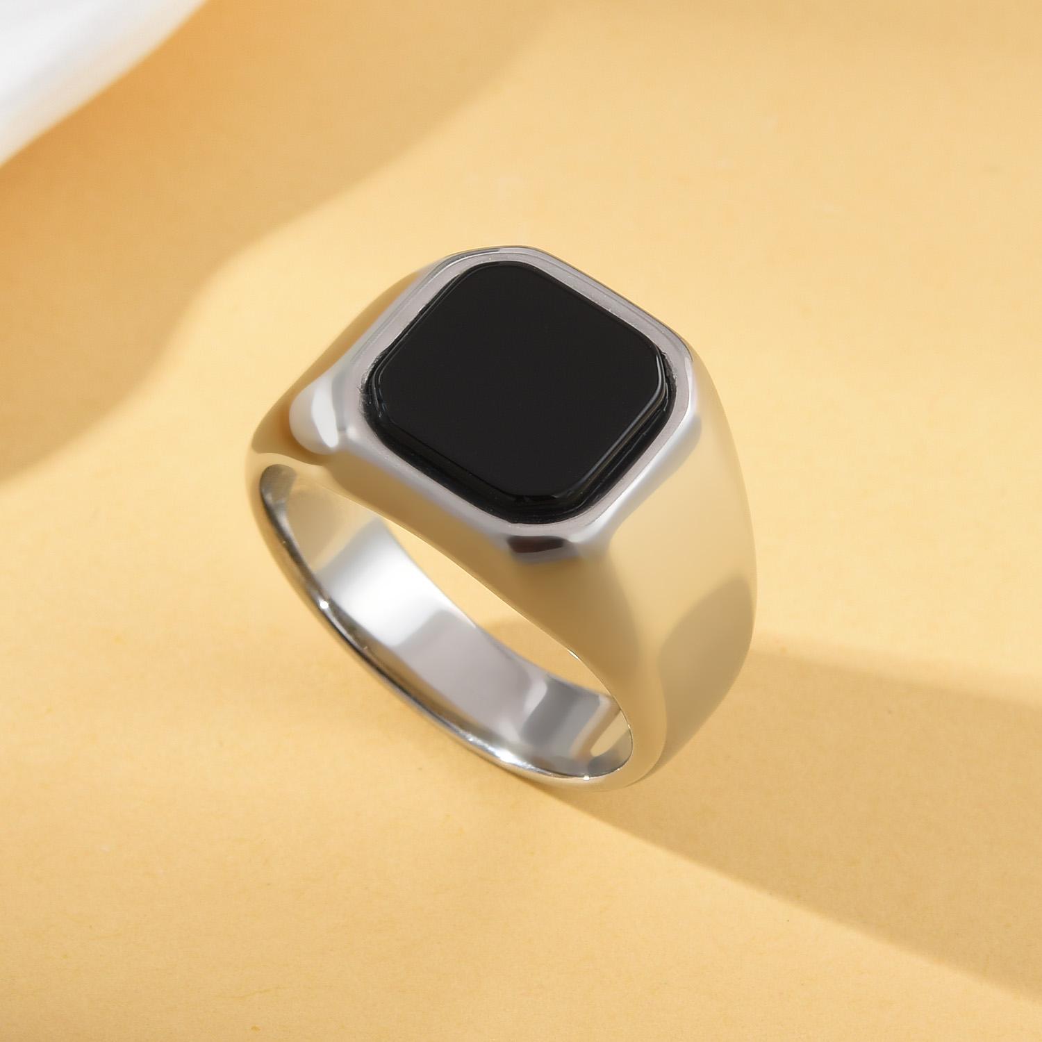 R3121 Men s High Quality 316LStainless Steel Multiple Gemstone Styles Onyx Rings 7