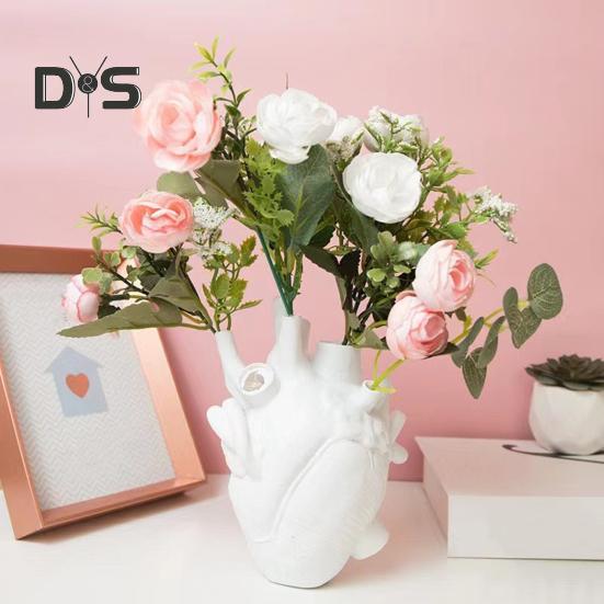 Herzförmige Blumenvase, menschliche Herzorgelform, Kunstharzvase, Tischdekor, Blumenhalter für Zuhause, Büro, Schreibtisch, Wohnzimmer