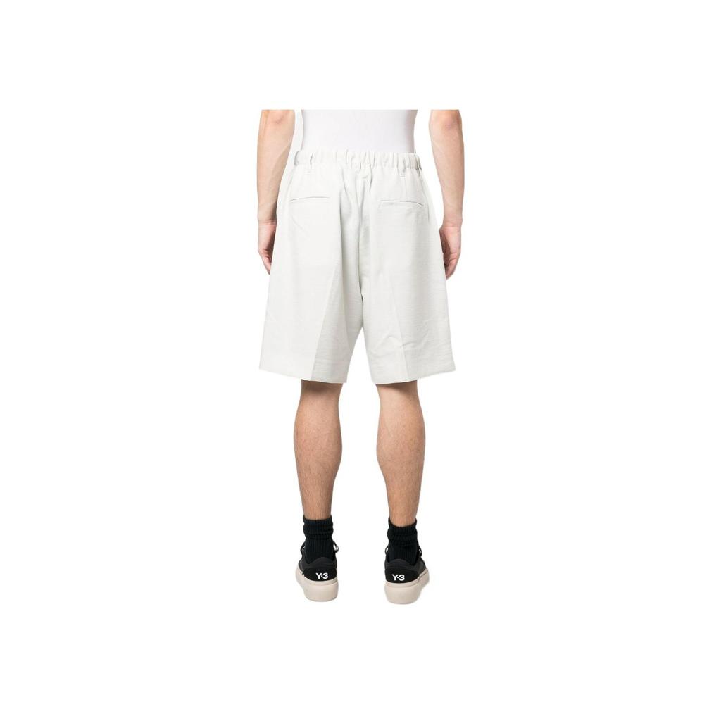 Y-3 Minimalist Mid-Rise Side Three Stripes Logo Print Straight-Leg Shorts Unisex Shorts Light-Gray IA1665