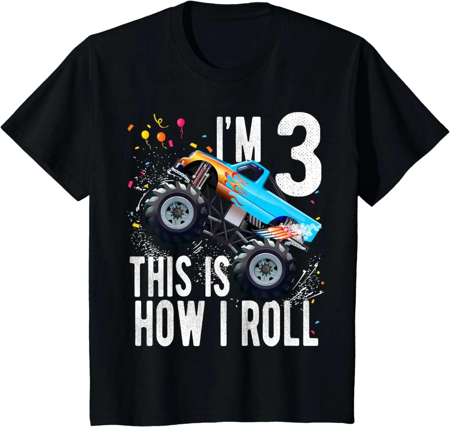 Kids 3 Year Old Shirt 3rd Birthday Boy Monster Truck Car Unisex kids boys T-Shirt 110